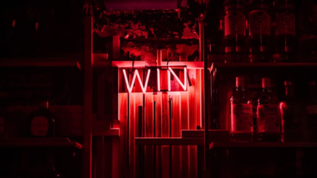 Neon “WIN” sign