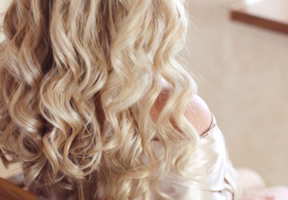 blonde highlights on curly hair